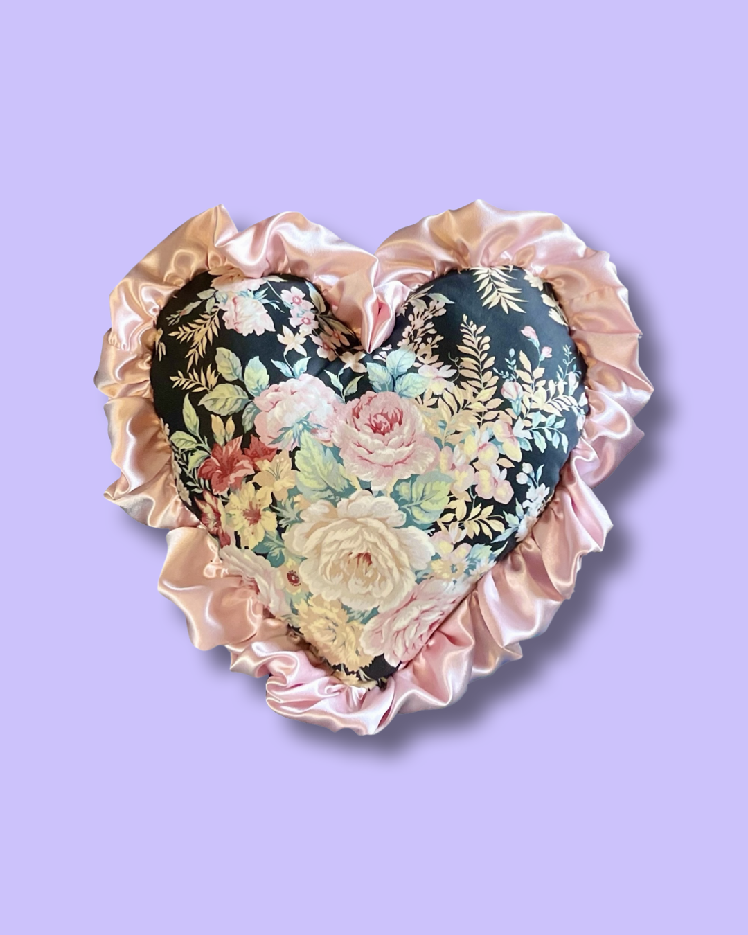 Handmade Vintage Floral Heart Cushion
