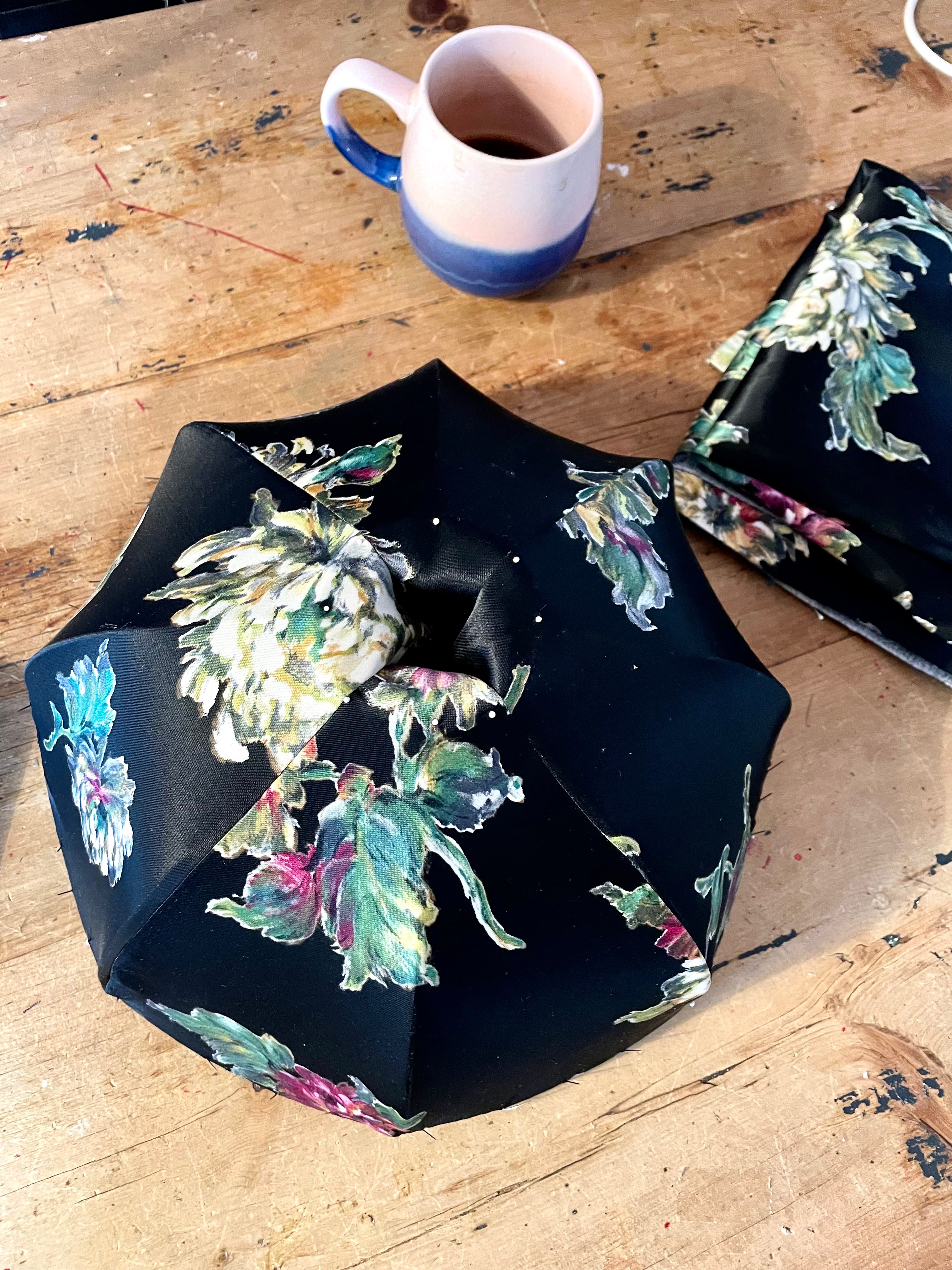 (Sold Out) Handmade Dark black floral Victorian inspired lampshade