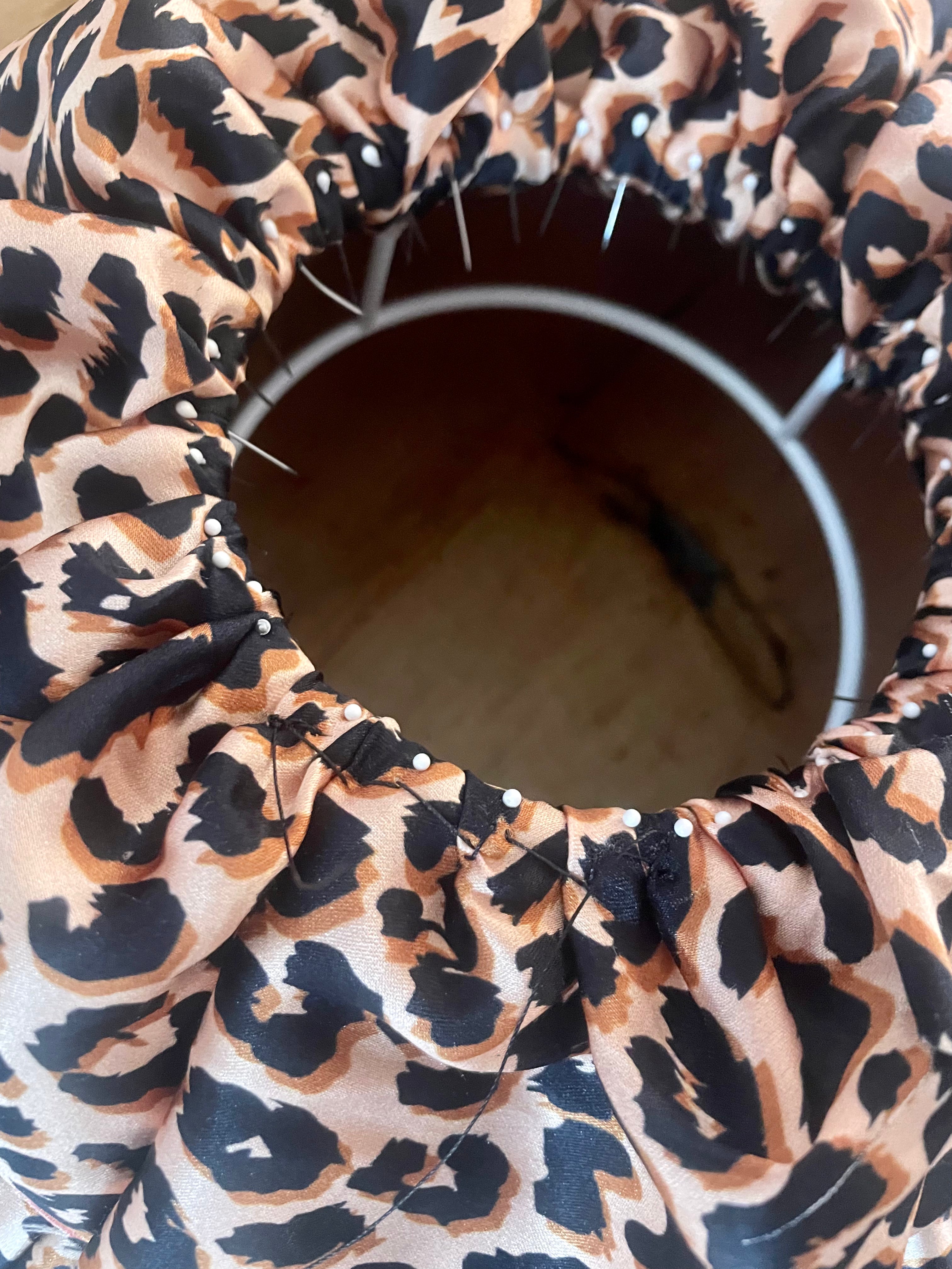 Yolke x Trash Velvet Handmade Satin Leopard Print Fringe Lampshade