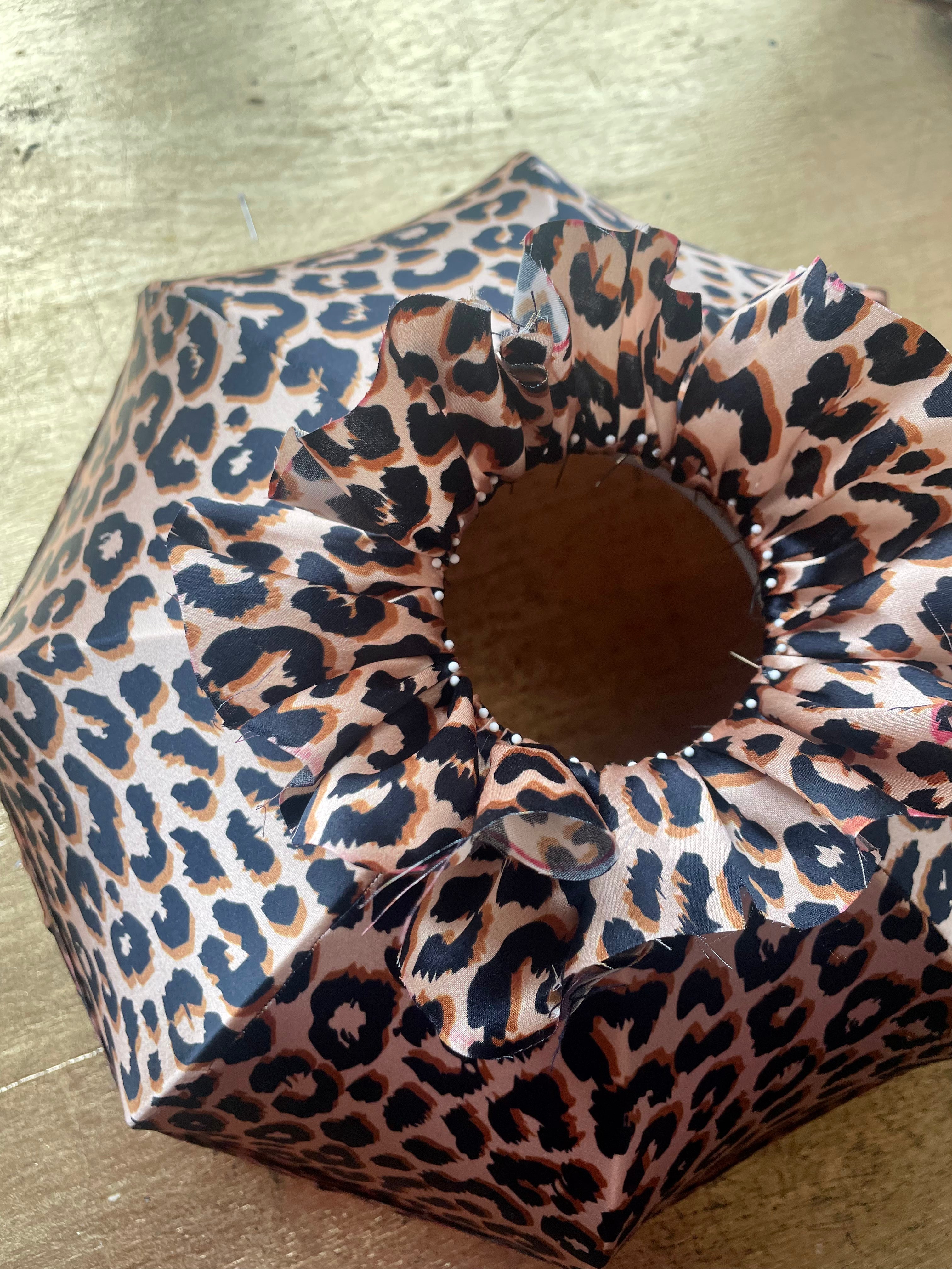 Yolke x Trash Velvet Handmade Satin Leopard Print Fringe Lampshade