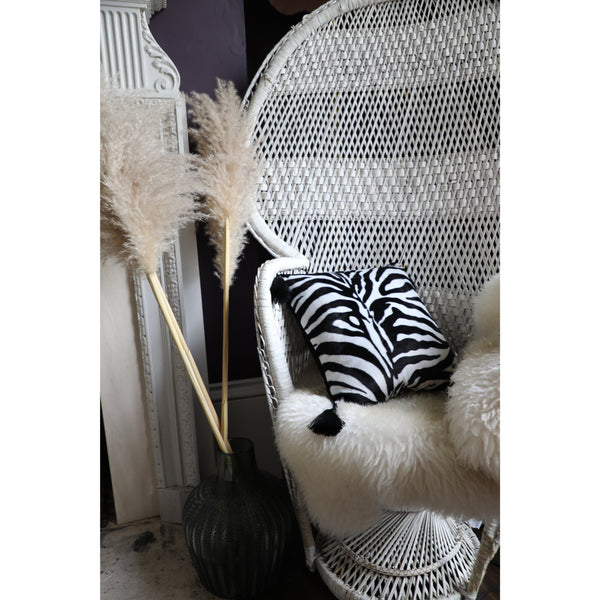 Zebra Velvet Tassel Cushion