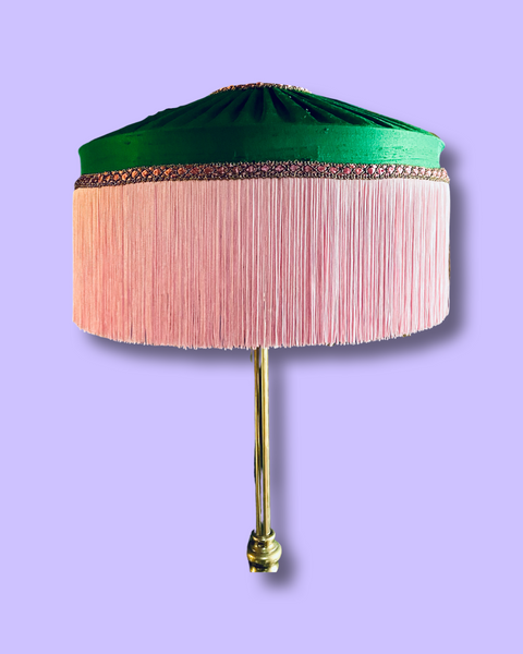 Pink fringe online table lamp shade