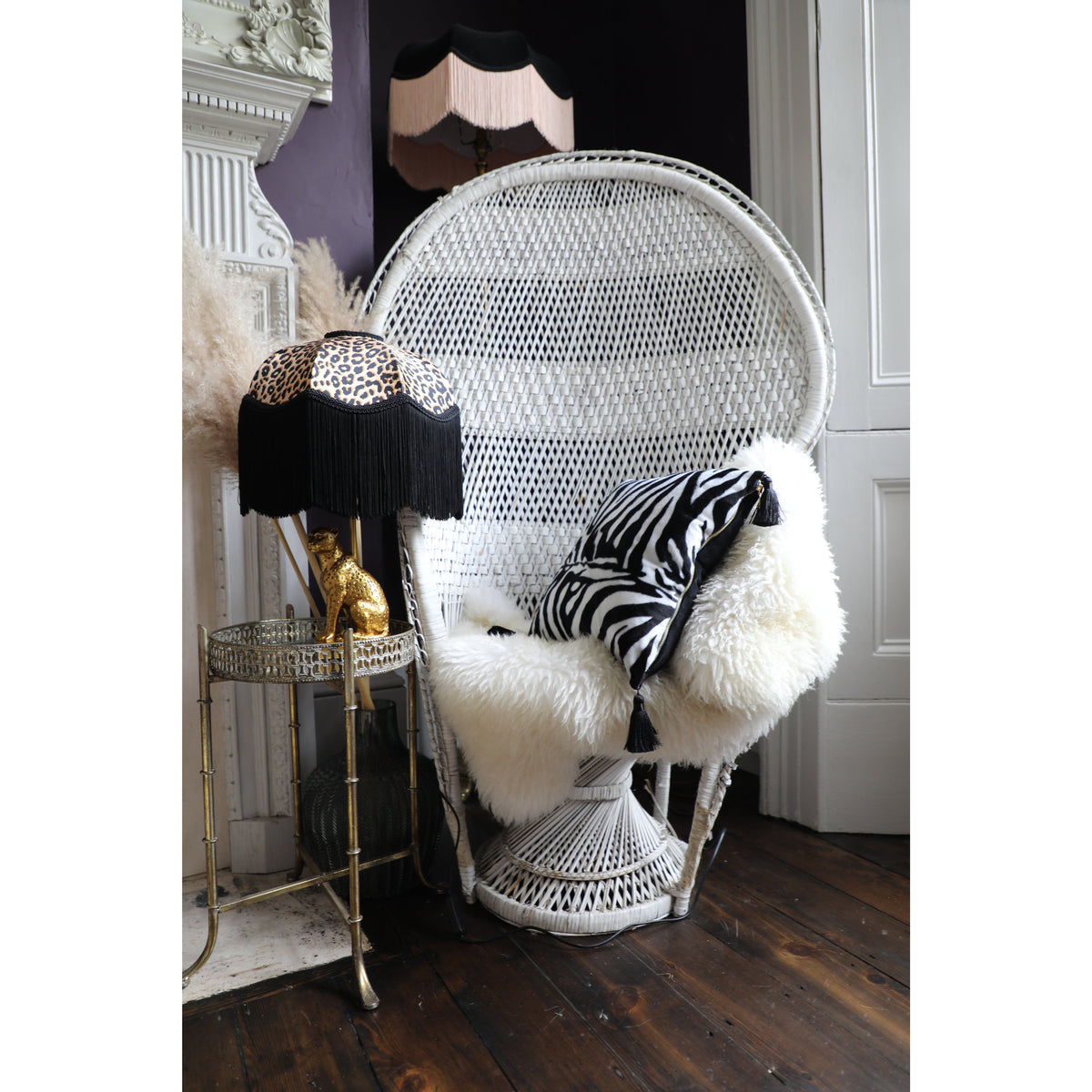 Handmade Zebra Print Velvet Tassel Cushion