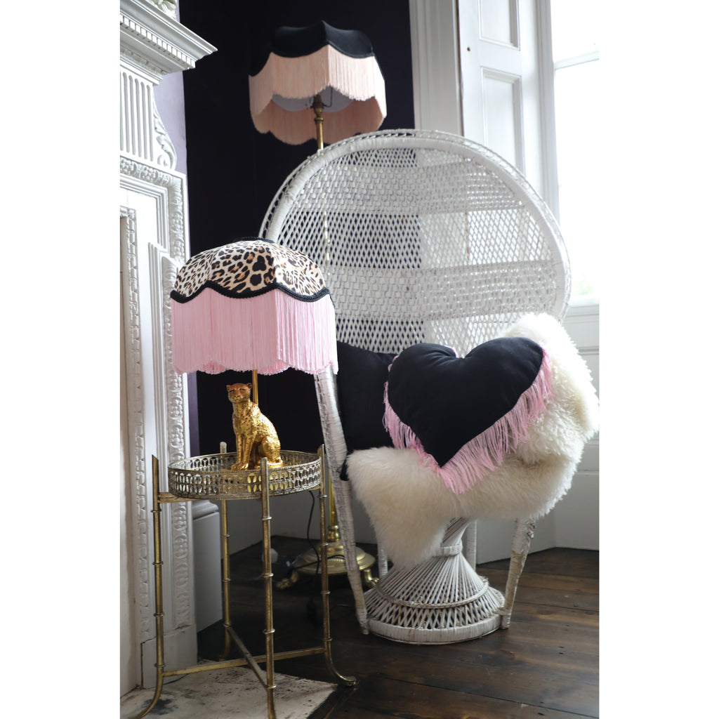 Handmade Velvet Fringe Heart Shaped Cushion