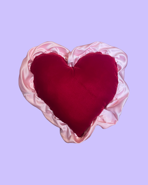 Valentina Velvet Heart Ruffle Cushion